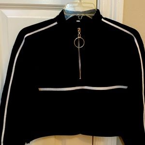 Cropped striped zip-up top
